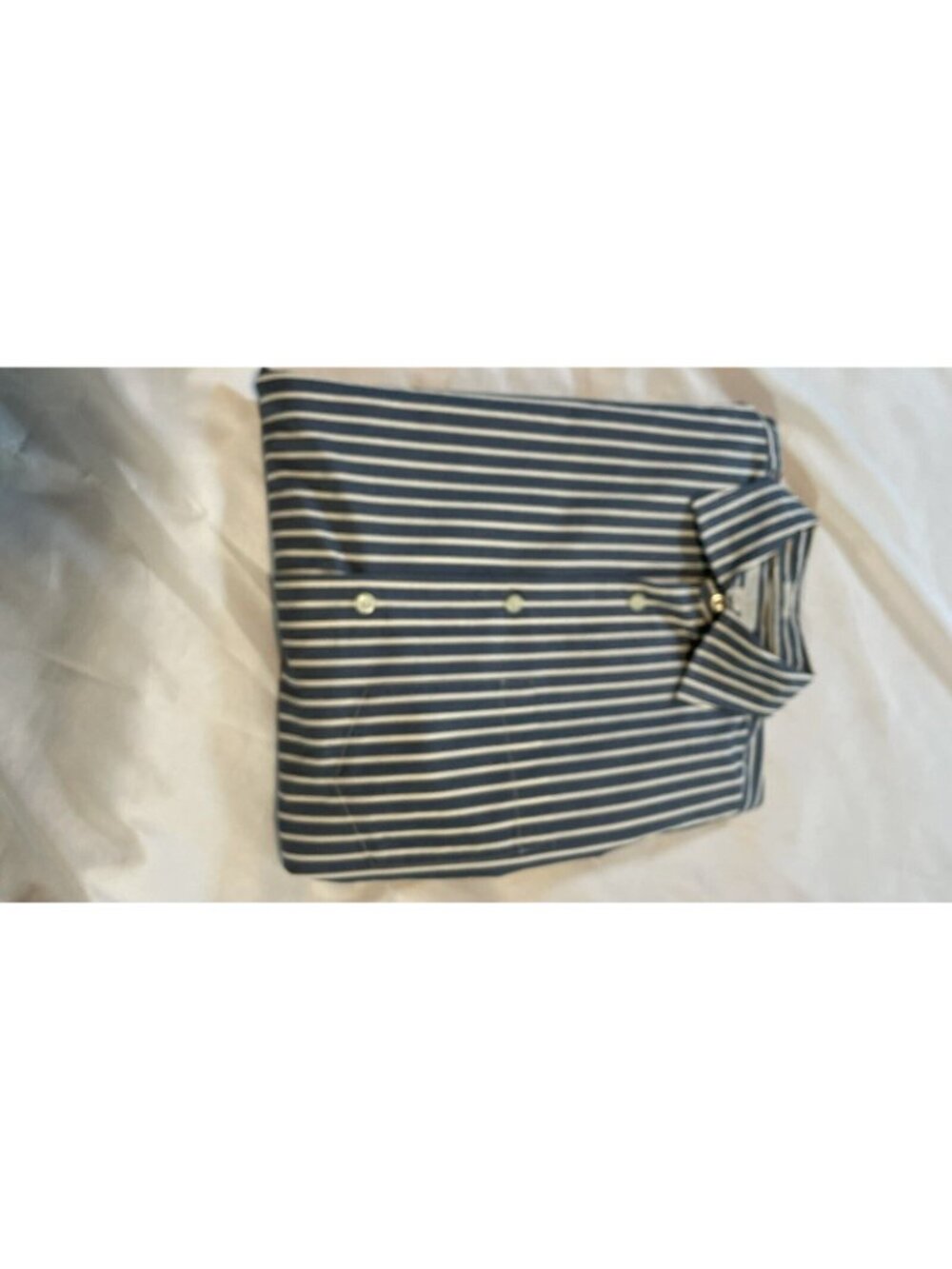Banana Republic Classic Fit Button Down Shirt Medium Blue Strip Crisp Cotton - Picture 14 of 14